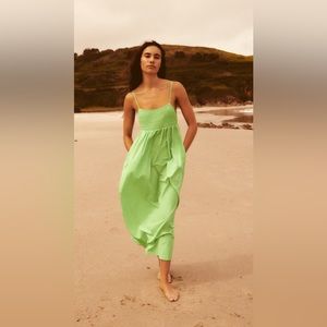 Tiered poplin midi dress